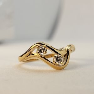 Vintage Ring Signed COP 92 Gold Plated CZ Diamonds Size 9 Castings on Parade